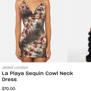 La Playa Sequin Cowl Neck Dress